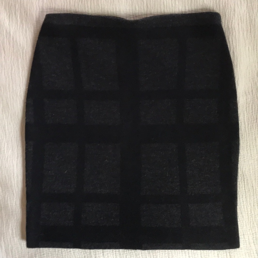 EF Merino Windowpane Grey Pencil Skirt S